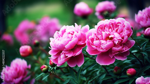 Nature  flower buds of pink roses in summer top view  wallpaper background. AI generated.