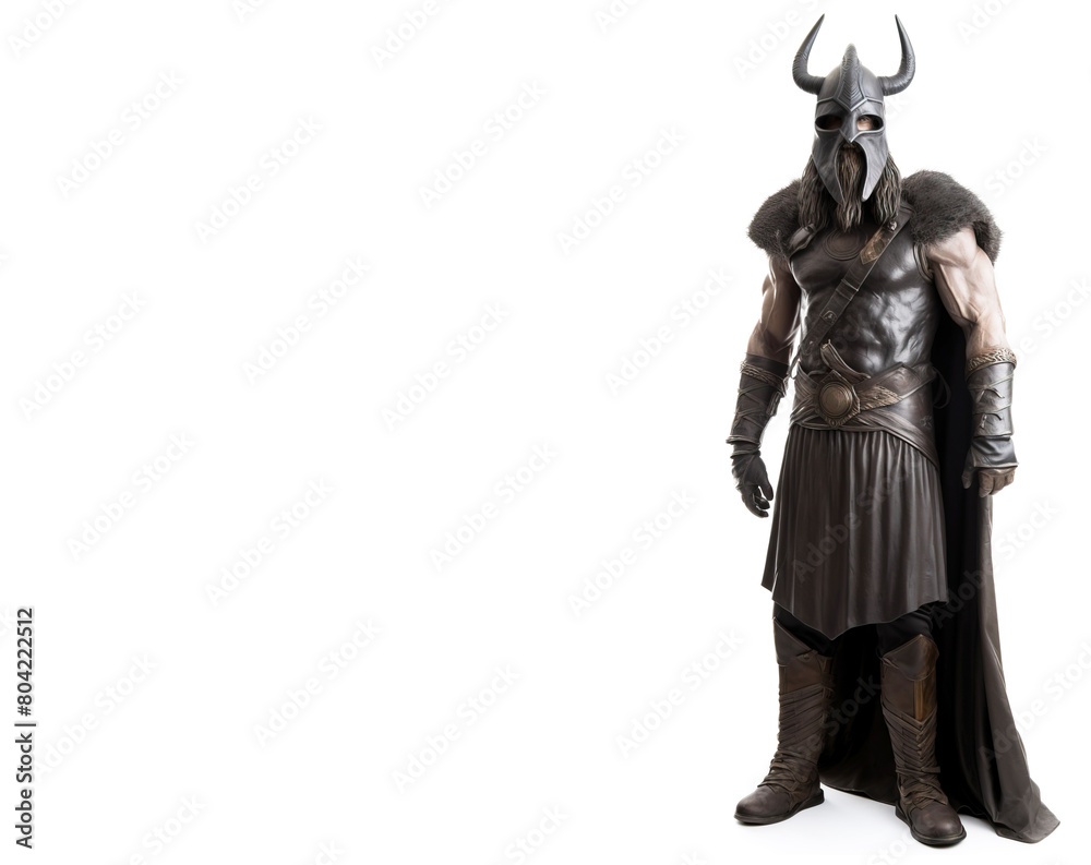 Warrior, Scandinavian navigator in armor. White background, isolate. AI generated. Warrior, Scandinavian navigator in armor. White background, isolate. AI generated.