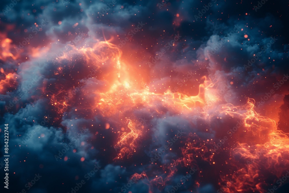 An evocative abstract image depicting a cosmic scene with vibrant colors of energy and dust An evocative abstract image depicting a cosmic scene with vibrant colors of energy and dust