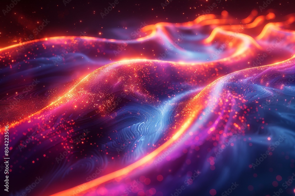 Obraz premium Beautifully rendered streams of energy in a cosmic landscape, rich with colors and sparkles