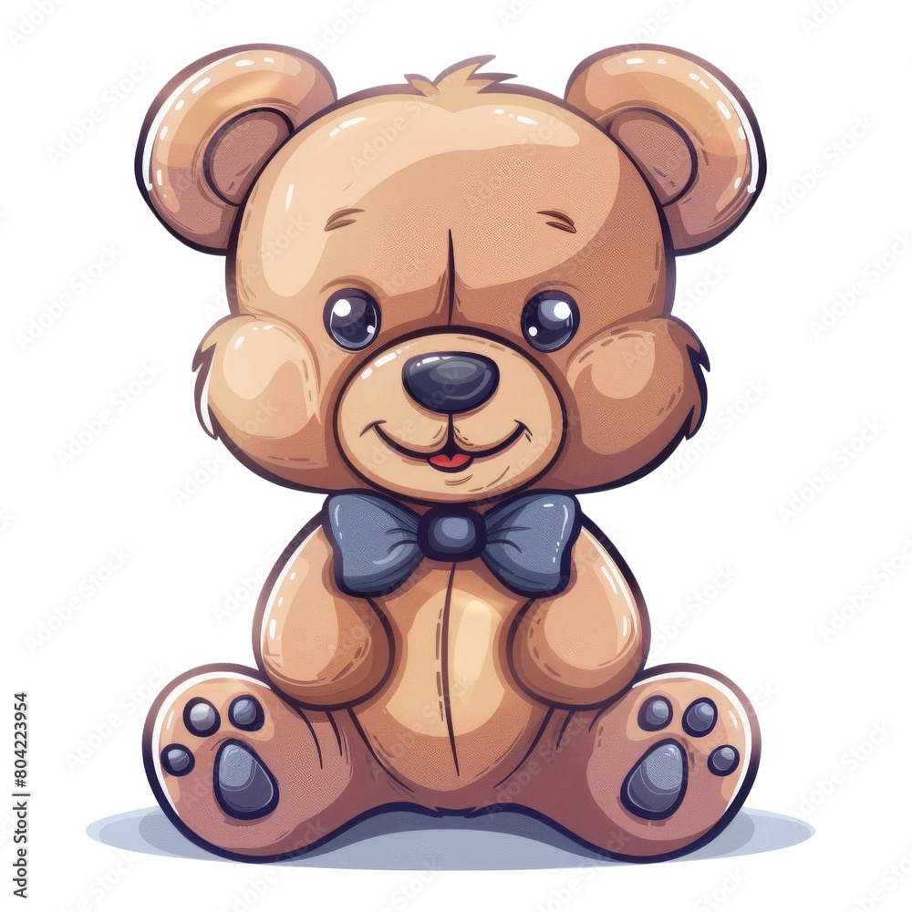 Cute cartoon teddy bear with a blue bow tie. Cute cartoon teddy bear with a blue bow tie.