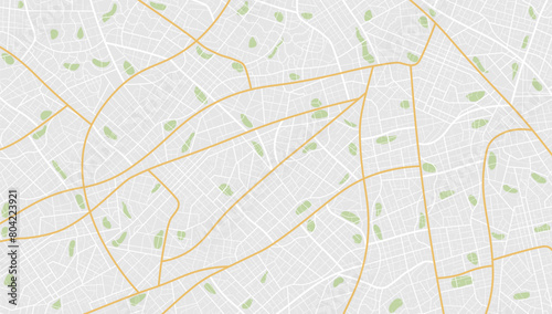 Detailed view of city. Decorative graphic tourist map. Abstract transportation background. Vector, illustration.