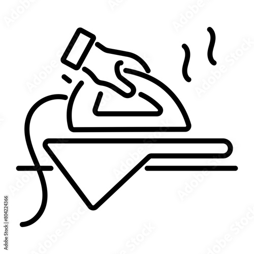 Editable line style icon of pressing clothes 