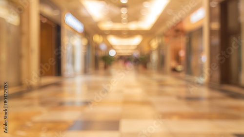 Blurry scene of a well-lit shopping mall corridor lined with stores  blurry background of the mall  mall background  blurred background hallway