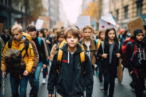 Diverse Group of School Children on a City Street Field Trip