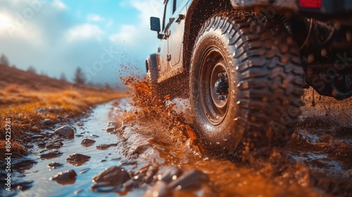 Off-Road Adventure in Mud and Water with 4x4 Vehicle