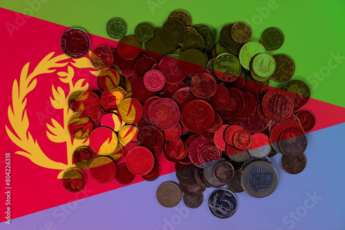 Eritrea economic situation, banking and money, Eritrea flag with changes, financial values with  photo