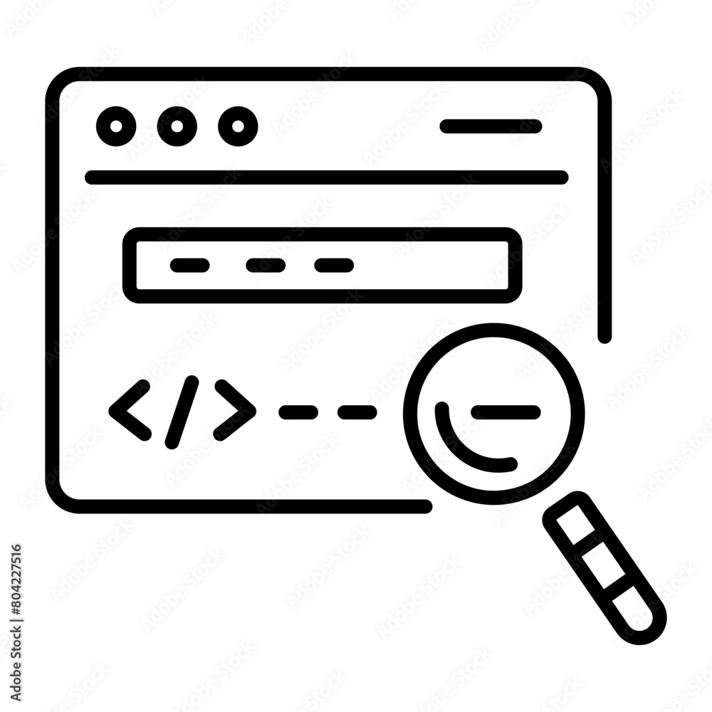 Check out line icon of code inspection Check out line icon of code inspection
