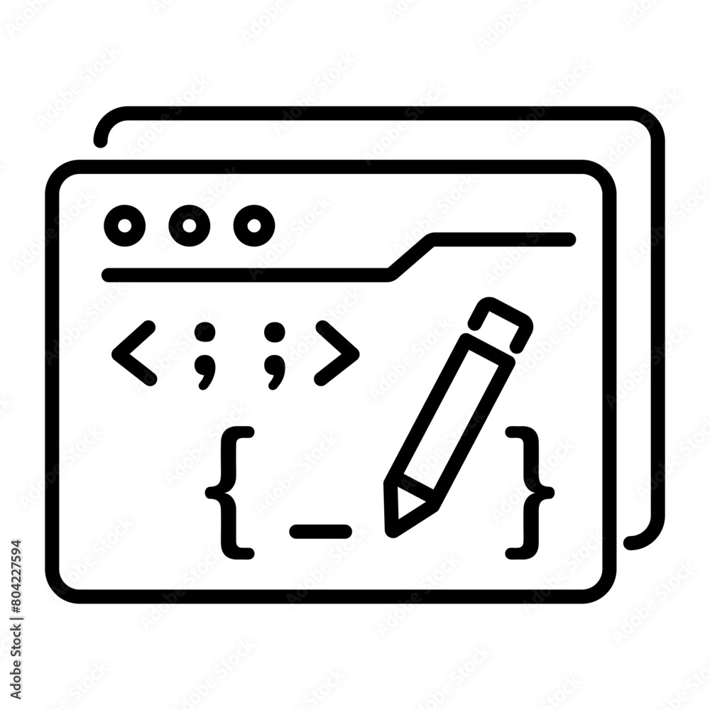 This line icon of showing code editor This line icon of showing code editor