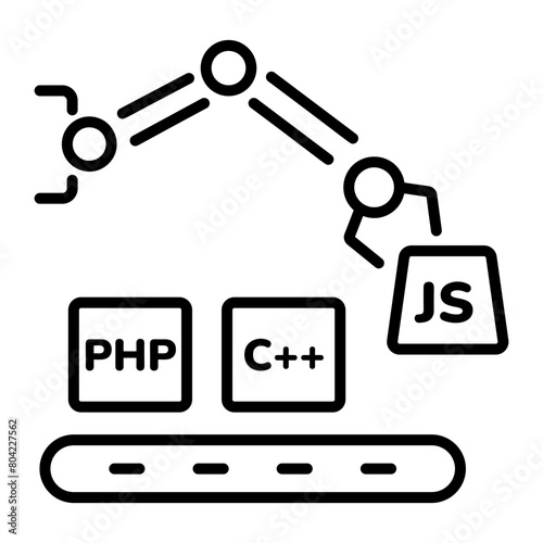 A customizable line icon of script languages 