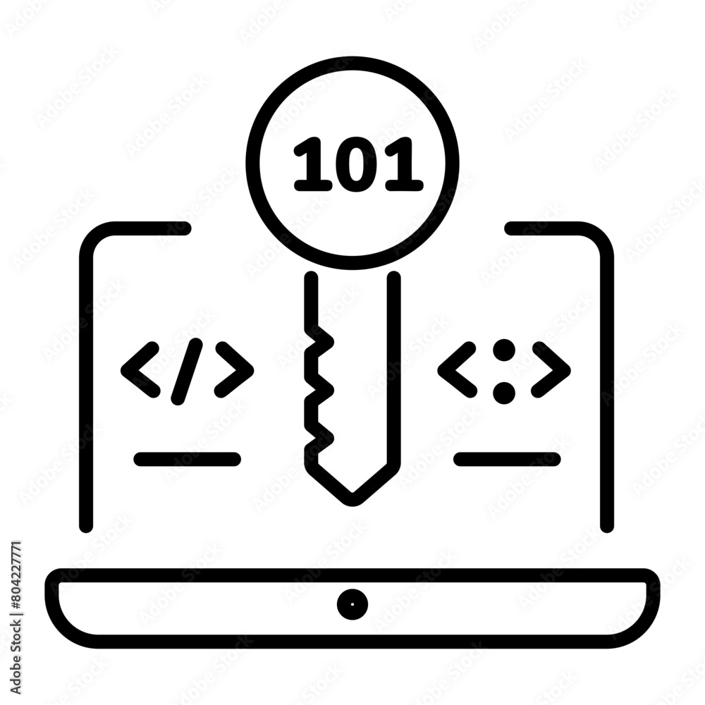 A line icon of code encryption, editable design A line icon of code encryption, editable design