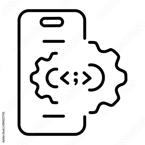 An outline icon of code configuration is up for premium use 