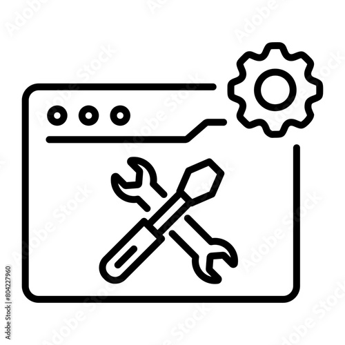An editable line icon of website repair 