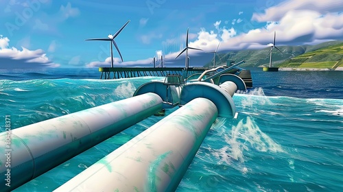 Marine and Ocean Energy: Pictures of tidal energy, wave energy projects, and ocean thermal energy conversion. 
