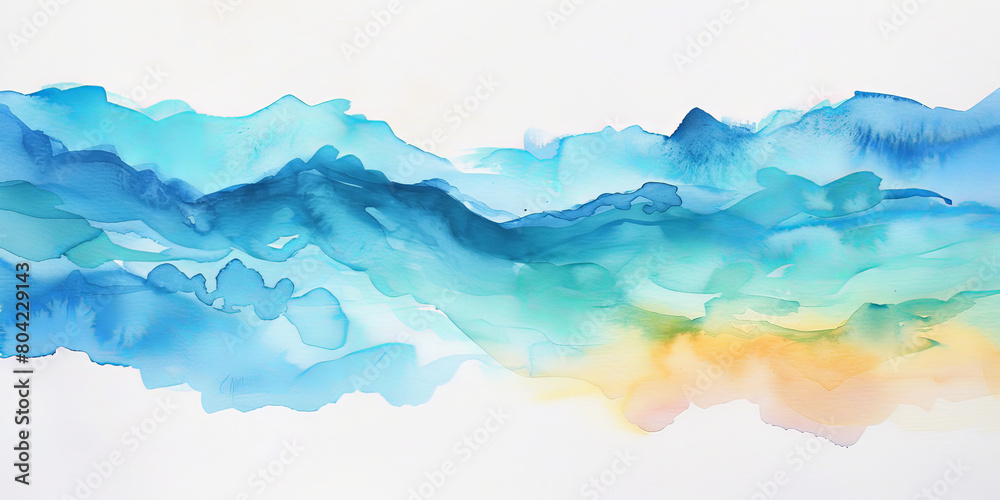 ocean water wave copy space for text. Isolated blue, teal, turquoise happy cartoon wave for pool party or ocean beach travel. Web banner, backdrop, background graphic	
