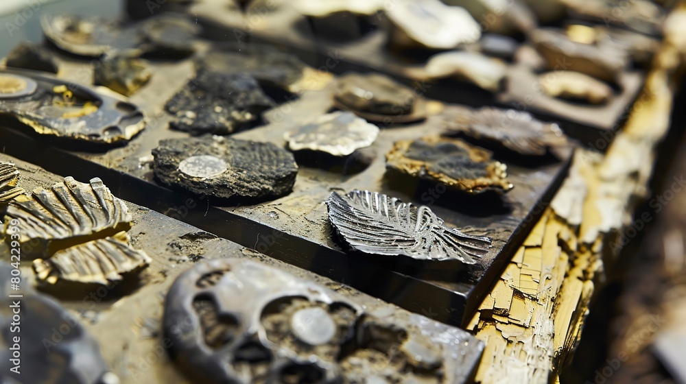 Close-up of a geologist's fossil samples, linking the ancient origins of oil and natural gas with modern energy use. 