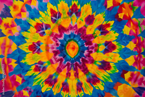 AI generated illustration of a tie dye print pattern in a mandala geometric shape.