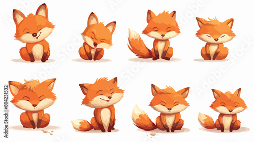 Cute fox animal emotions tiny fox with emoji collective