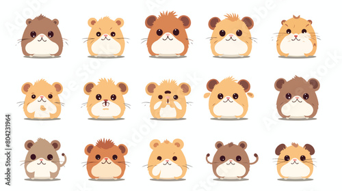 Cute hamster animal emotions tiny mouse with emoji co