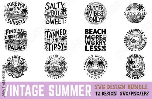 Beach Summer Sublimation SVG T-Shirt Vector Graphic Design.Retro Summer Sublimation Design Graphics for Print on Demand Business.