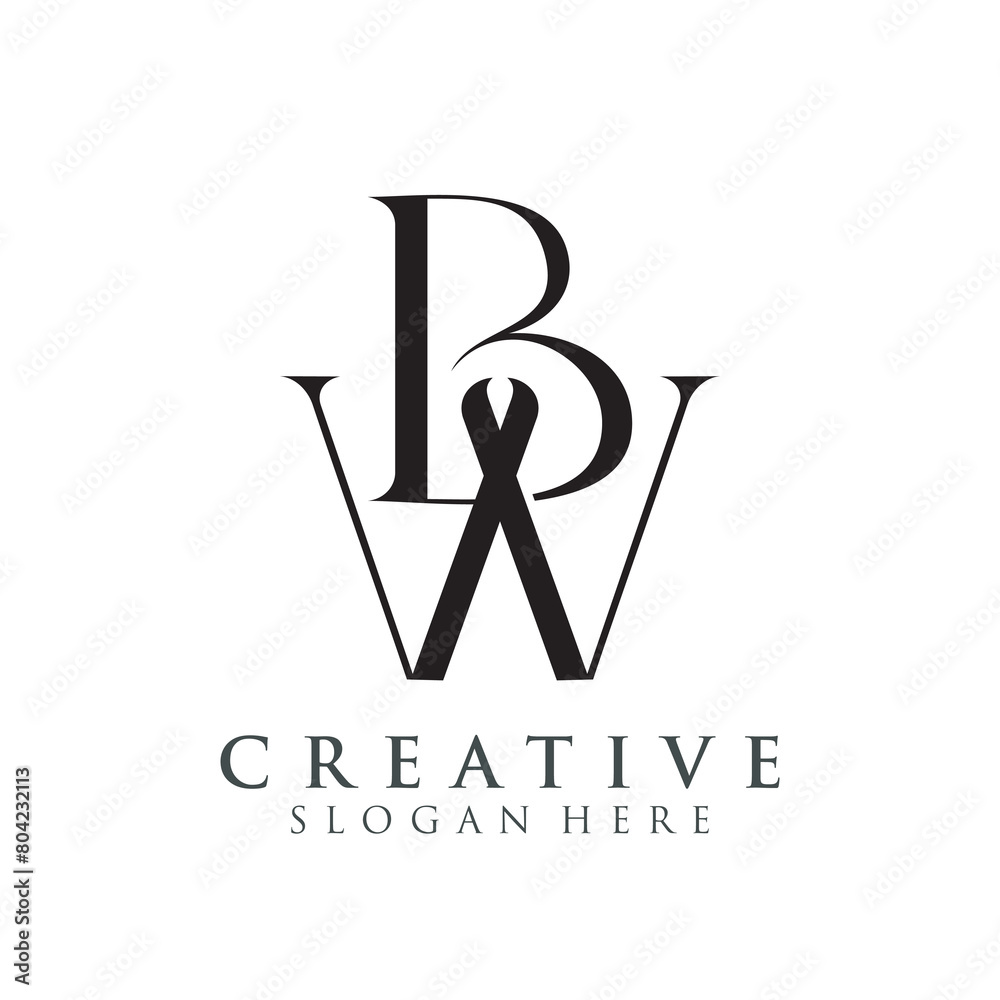 Modern Creative BW Logo Design. icon initial Based Monogram and Letters in Luxury vector.