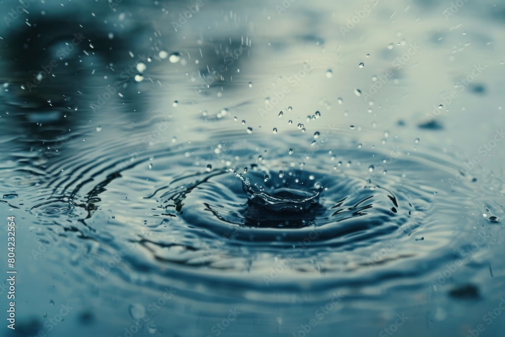 A drop of water falling into a puddle A drop of water falling into a puddle
