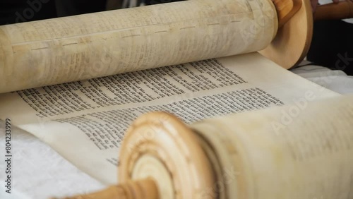 Jewish Ritual: Reading and Rewinding Torah Scroll