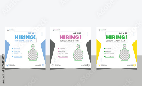 We are hiring job position square banner or social media post. Vacancy banner design finds a job.