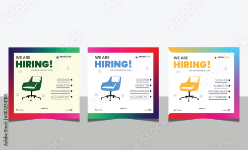 We are hiring job position square banner or social media post. Vacancy banner design finds a job.