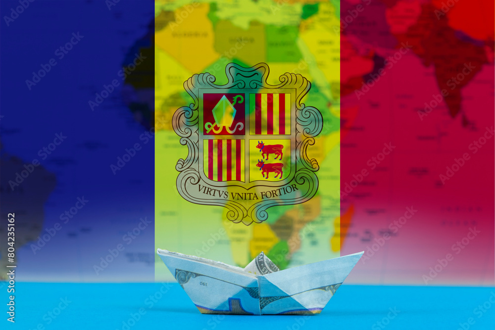 custom made wallpaper toronto digitalSea transport of Andorra concept, international transportation trade or imports, paper ship with 