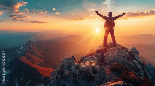 Triumph at Sunrise: Conquering the Peak