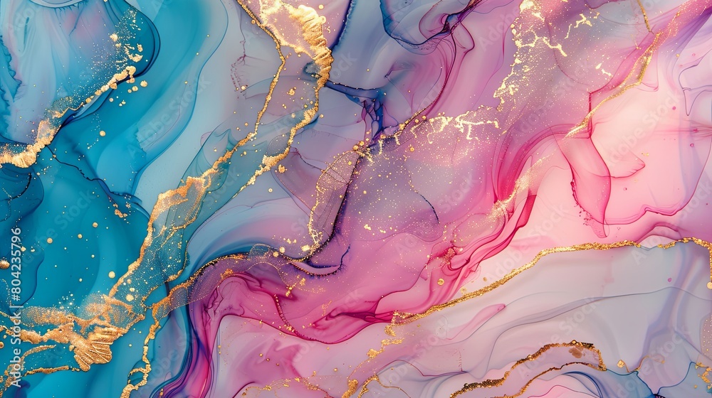 Fototapeta premium Fluid Elegance of Swirling Alcohol Ink Marble Art