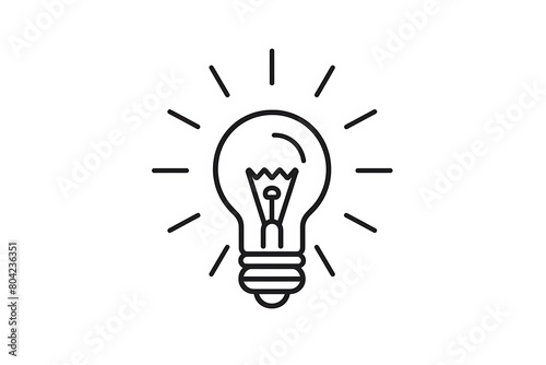 Modern line art logo, a light bulb radiating lines, conveying the concept of creativity.