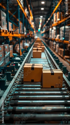 Efficient Conveyor Belt Sorting in Modern Distribution Warehouse for Streamlined E commerce