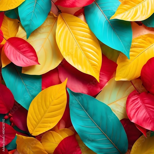 A vibrant colorful leaves put together use as a background