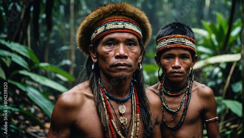 Tribe people in Amazon jungle  rainforest