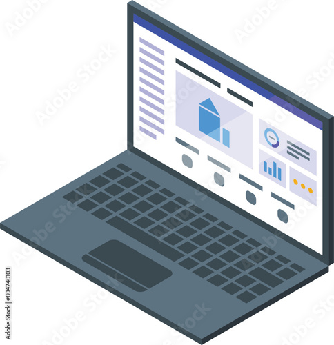 Working laptop icon isometric vector. Powerful computer. Online streaming