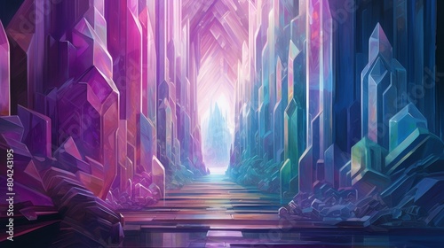 The image is a beautiful depiction of a crystal cavern photo