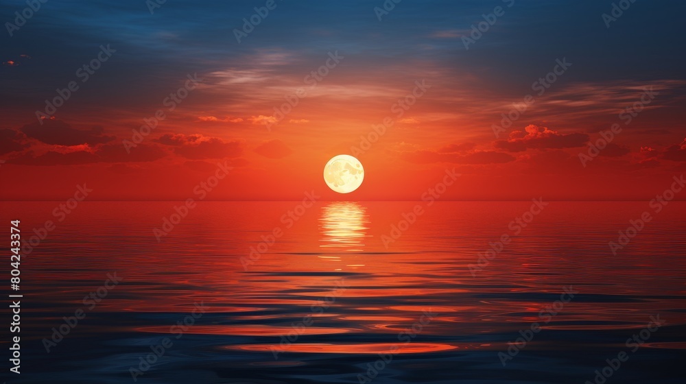 The setting sun casts a golden glow on the ocean. The setting sun casts a golden glow on the ocean.