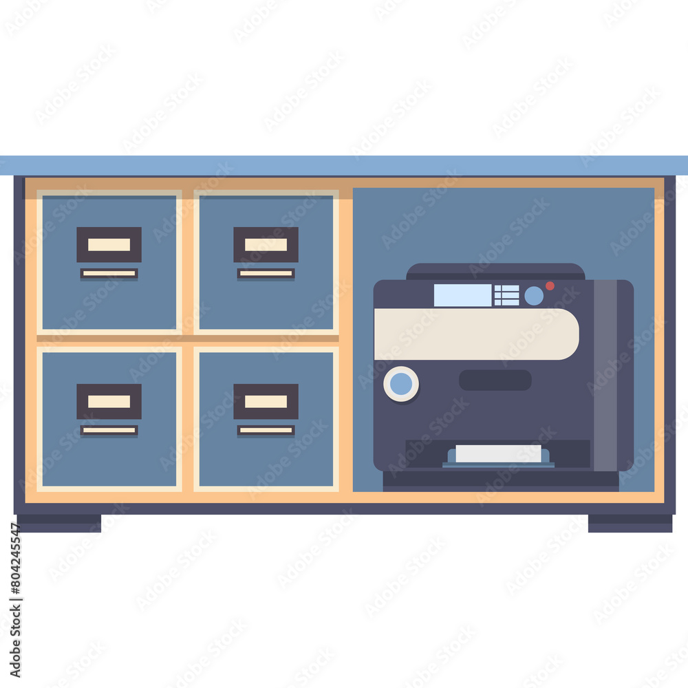 Office printer machine paper scanner flat vector
