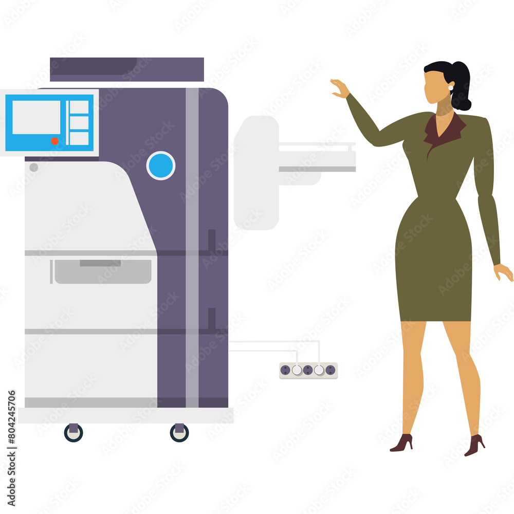 Vector woman office worker using copy machine Vector woman office worker using copy machine