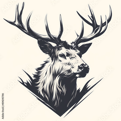 Elegant Vector Illustration of a Deer's Head for Branding and Design Projects photo