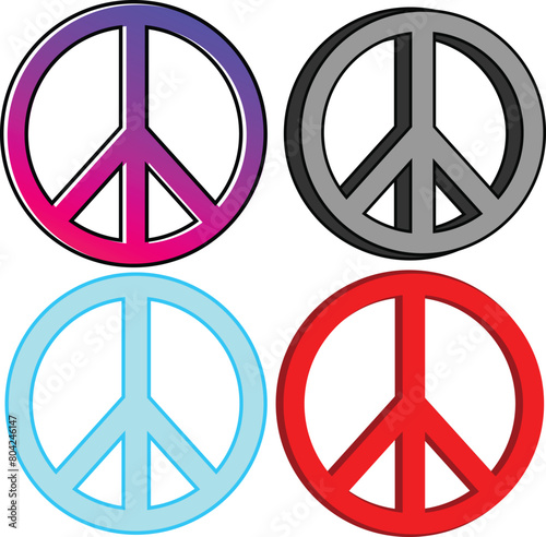Set of Peace Sign Symbol