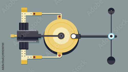 An overhead view of the tonearm complete with its counterweight and antiskate mechanism. Vector illustration photo