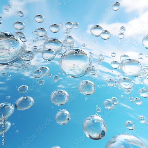 Water splash close-up on a blue background. 3d rendering