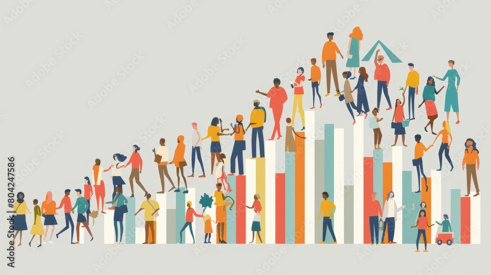 Infographics explaining the concept of population growth. Infographics explaining the concept of population growth.