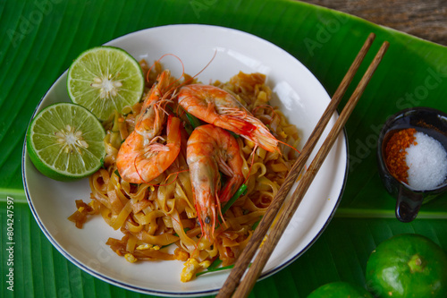 Pad Thai with fresh shrimp,Thai food 