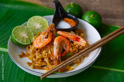 Pad Thai with fresh shrimp,Thai food 