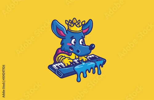 Moose and Piano vector illustration flat design logo