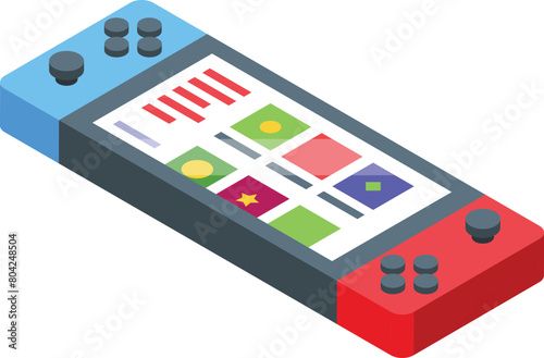 Gaming portable device icon isometric vector. Game gadget. Device console